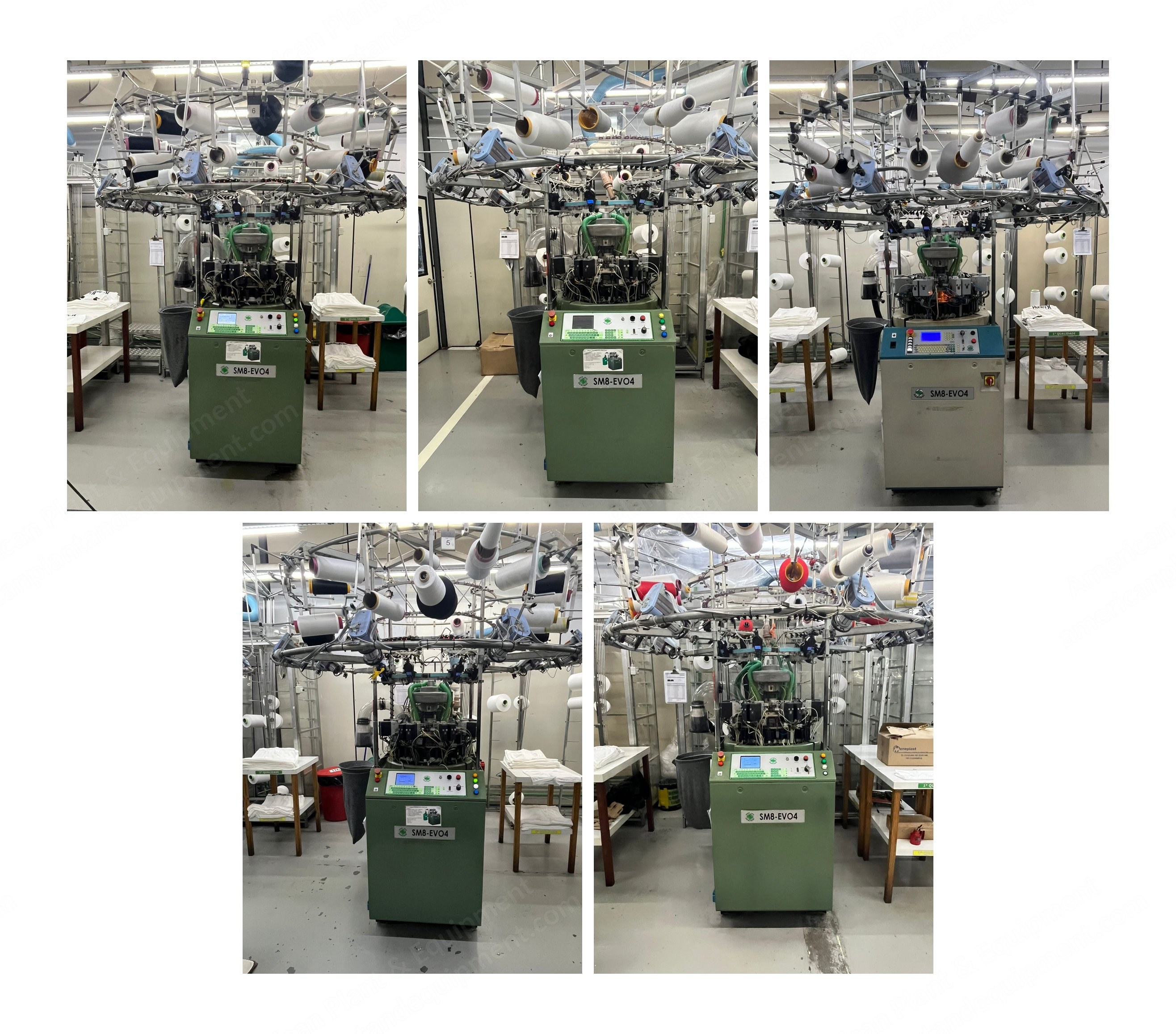 Santoni, SM8 Top 2 & SM8 Evo 4, 2004, 7-Unit Seamless Circular Knitting Machine Lot, 13 to 15 in Cylinder, 26 to 28 Gauge