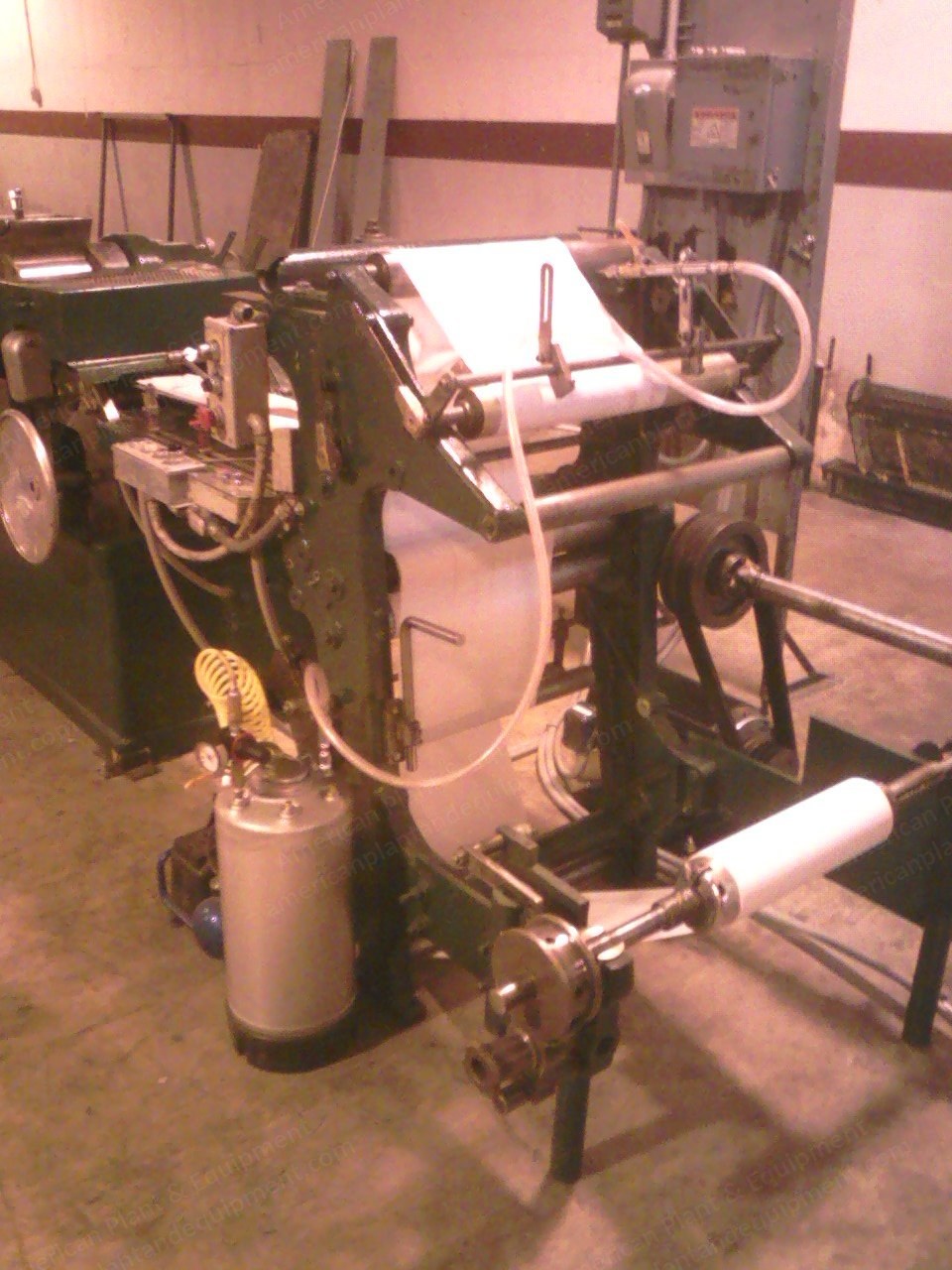 Beasley French, #1, Flat and Satchel Paper Bag Machine, 1.75 to 7.5 inch Bag Width, 4 to 11 inch Cut-off, 4 Color Flexographic Tail Printer