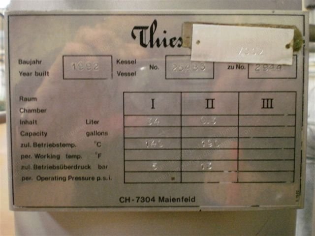 Thies, Laboratory Dyeing Machine, 1992, 34 Liters, 140°C