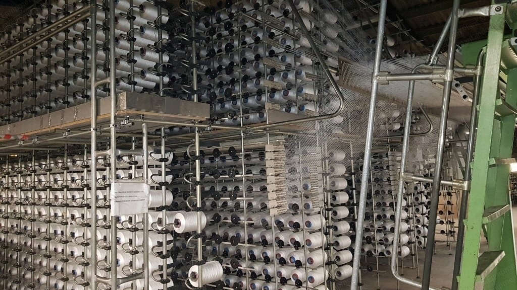 Karl Mayer, RJSC4F-NE, 1997, Raschel Knitting Machine, 5840mm Width, Creel System