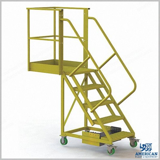 NovaStar, 15E993, Cantilever Rolling Ladder, 5 Steps, 50" Cantilever, 30" Platform Width