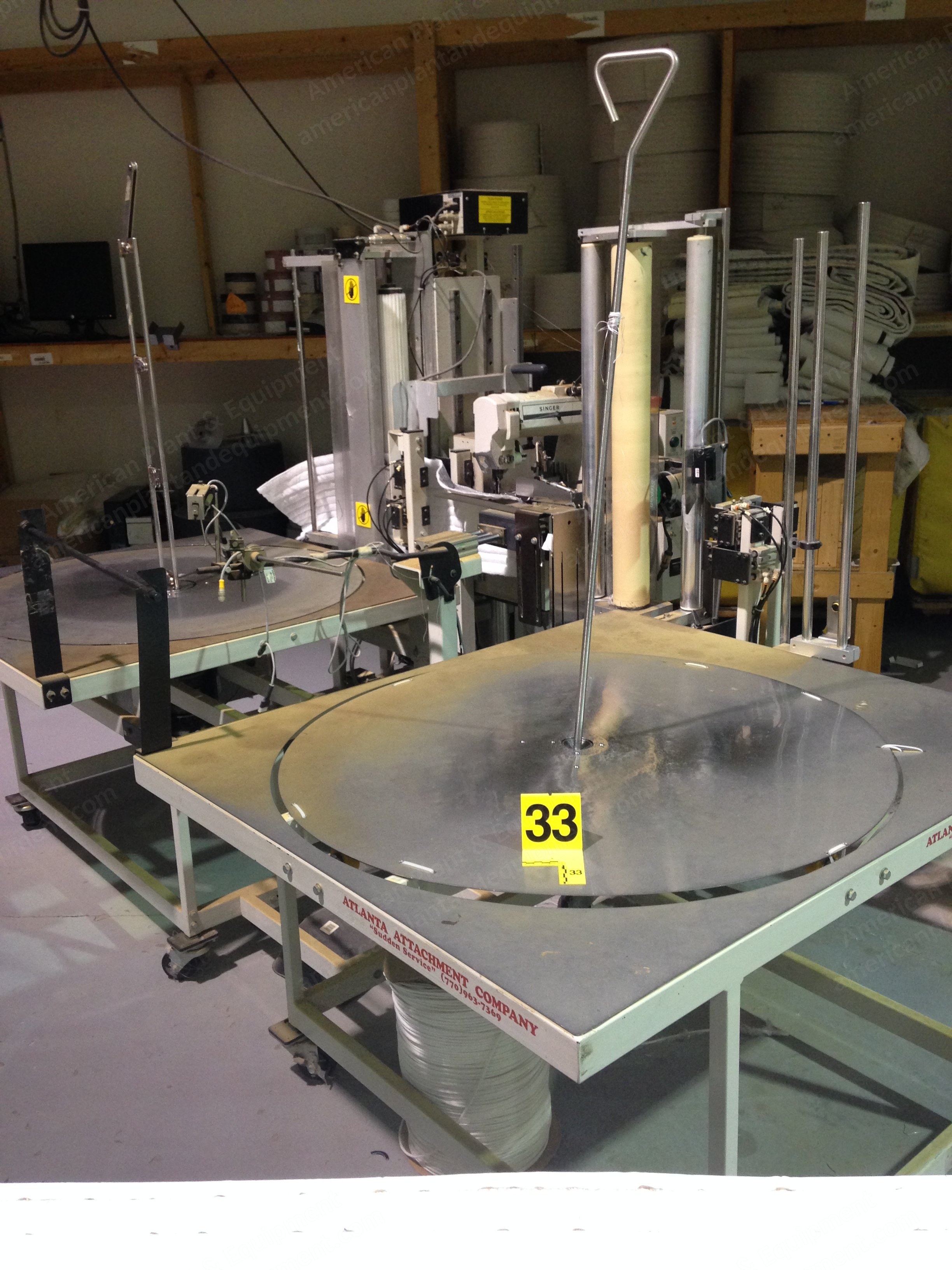 Atlanta Attachment, 1349, Border Taping and Winding Machine, with Singer 300UX6 Sewing Head, AAC Piece Counter, 2 Winding Positions