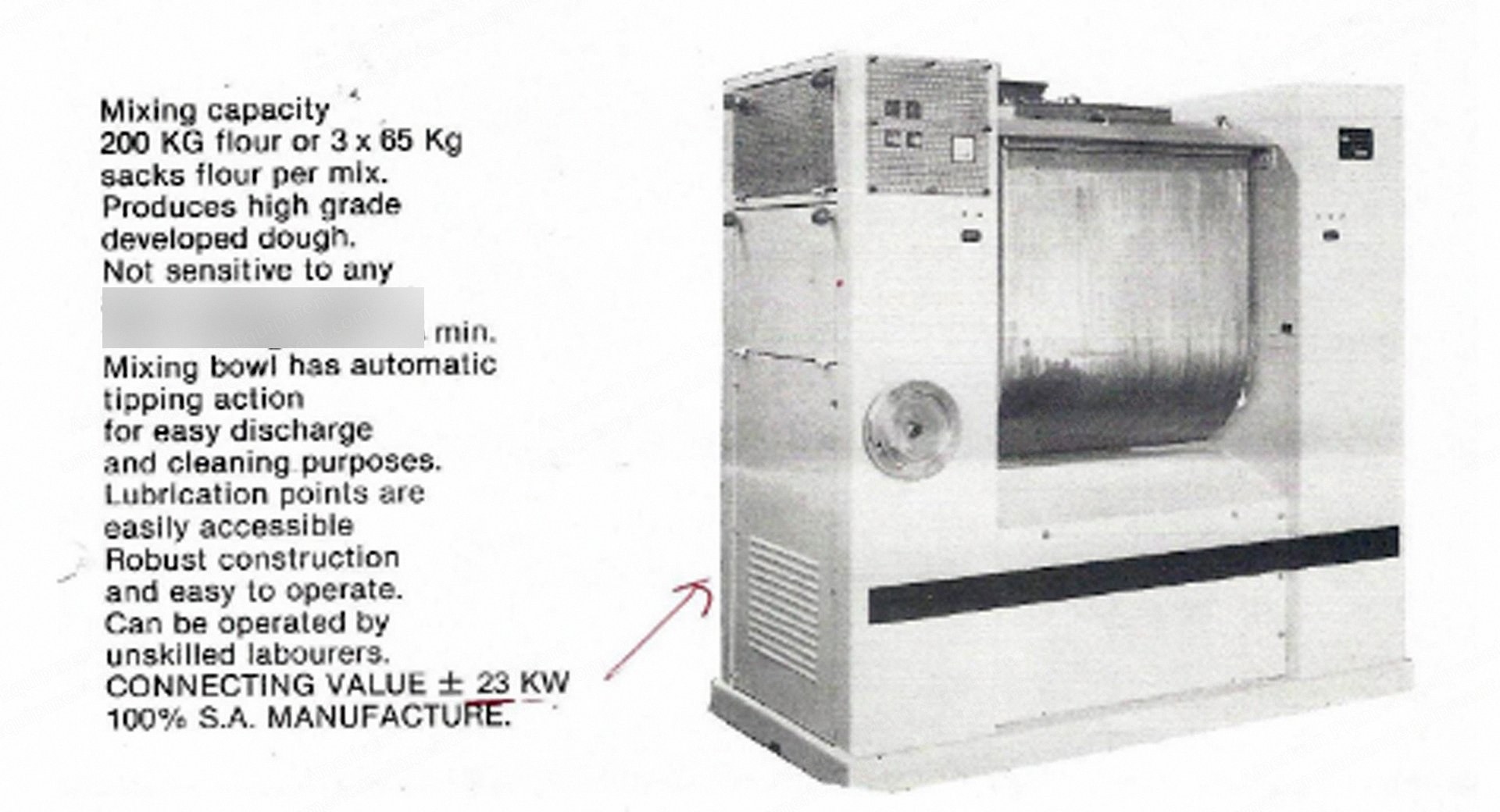 BMM, Universal Mixer, Capacity 200kg Powder / 350kg Dough, 500L Stainless Steel Vessel, 380V