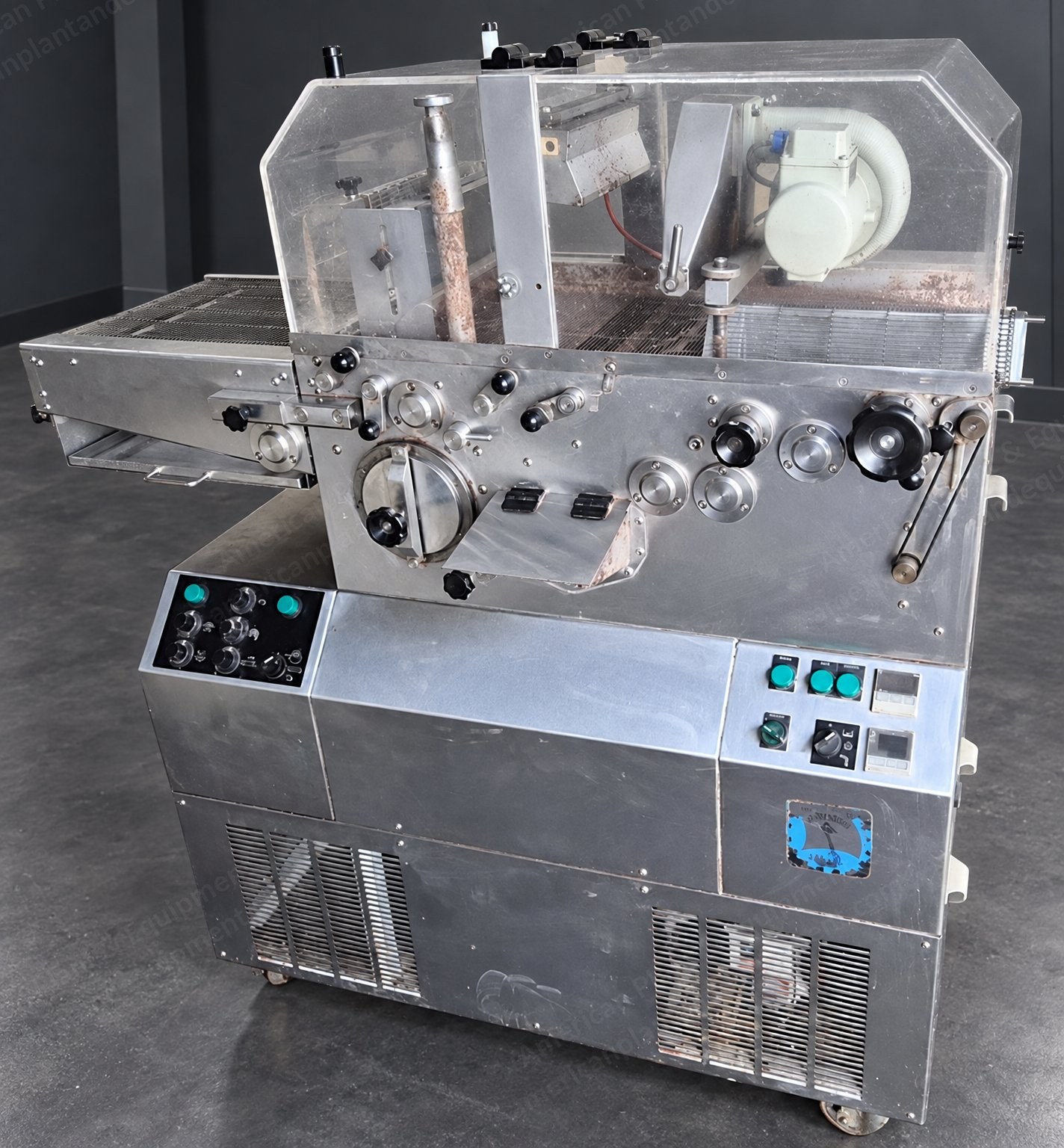 Nielsen, Modell 3000, Chocolate Enrobing Machine with Tempering Unit, 320 mm Working Width, Chocolate Pump, 500 mm Infeed Conveyor