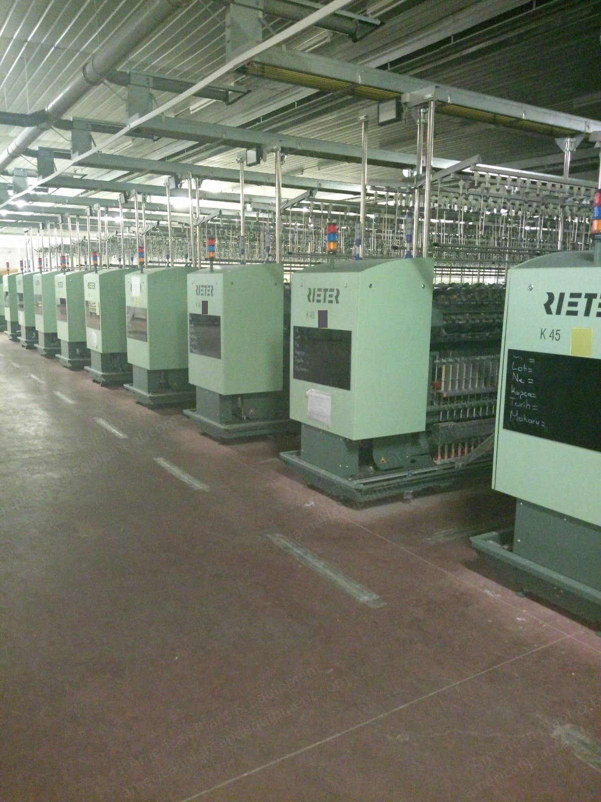 Rieter, K45, 2014, Complete Ring Spinning Mill, 16320 Spindles, Yarn Counts Ne 30 to Ne 100