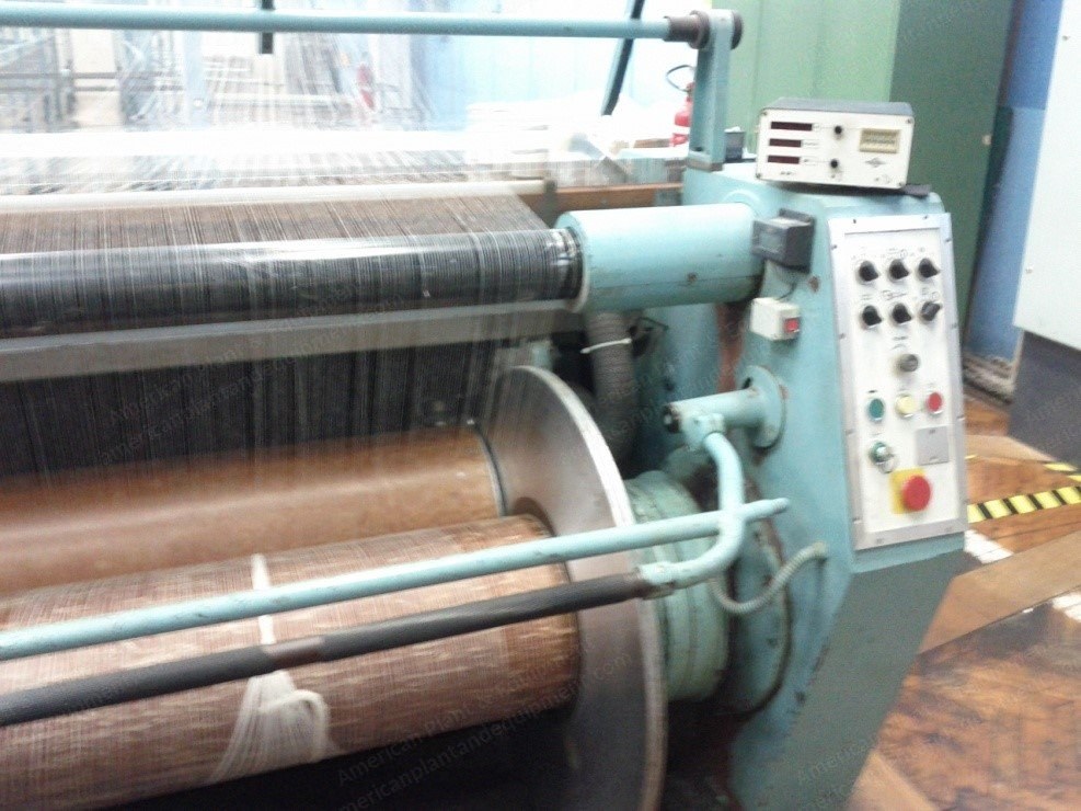 Elitex 2206 Sectional Warping Machine with Sucker Muller ZTE Sizing Machine, 1800mm Warping Beam, 640 Ends, 160" Wide Delivery Roller