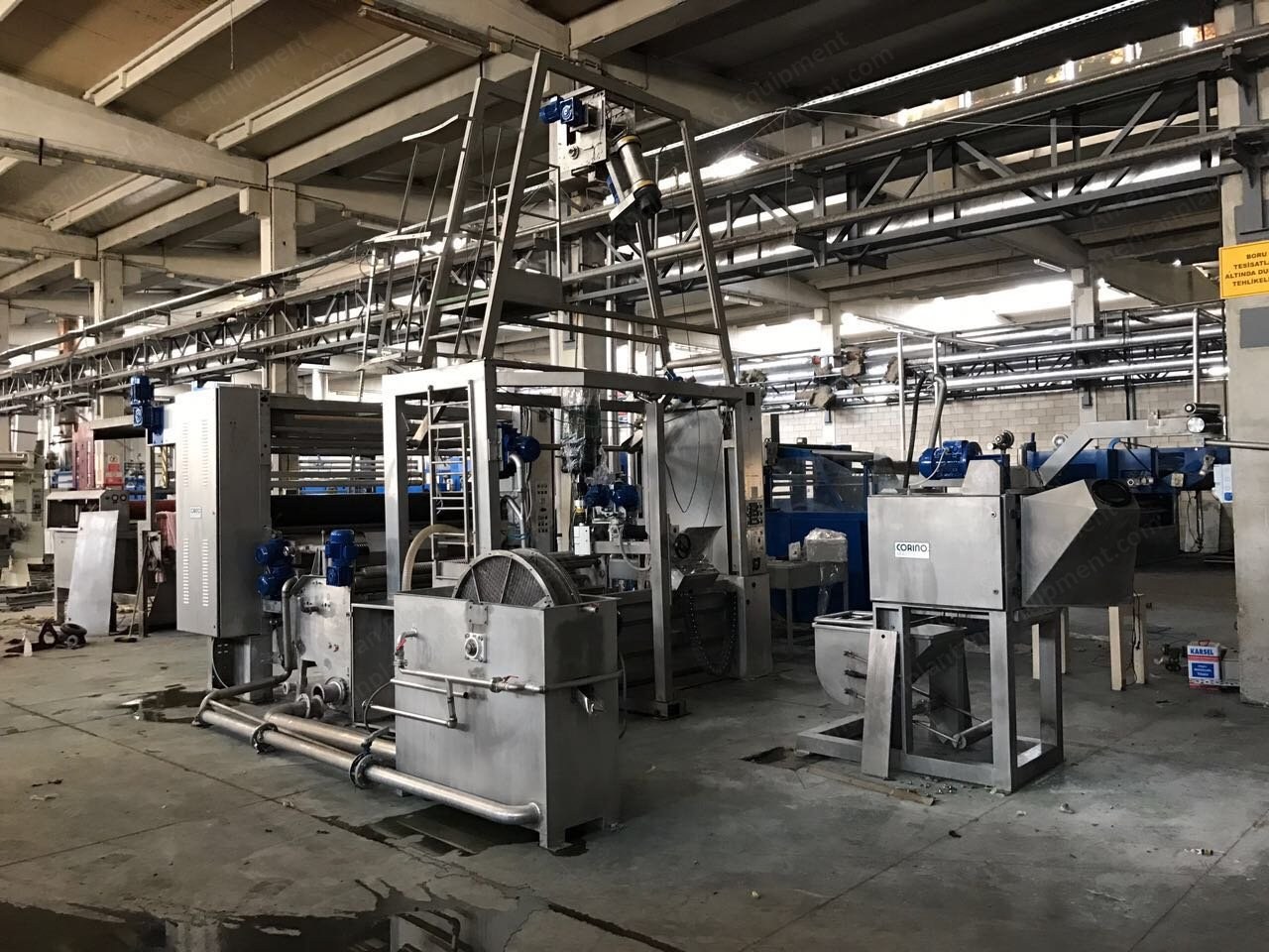 Corino Rope Opening and Slitting Machine, 3400mm, 2005, with Enzim Washing Unit
