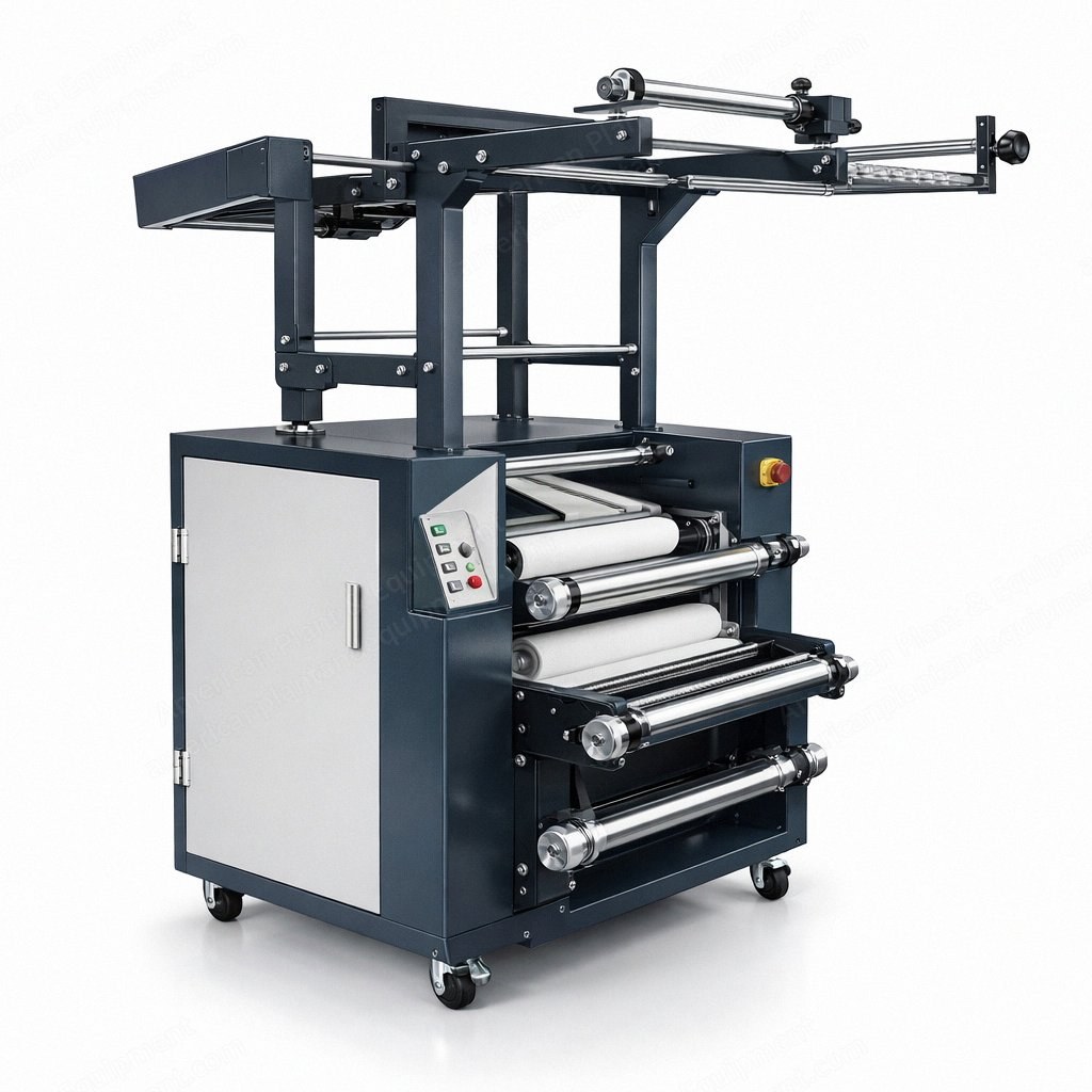 NovaStar, NF197, New, Narrow Web Rotary Calender Heat Press, Heating Oil Heat-Setting Machine for Transfer Printing or Thermal Setting, 400 mm Drum Width, 5 kW