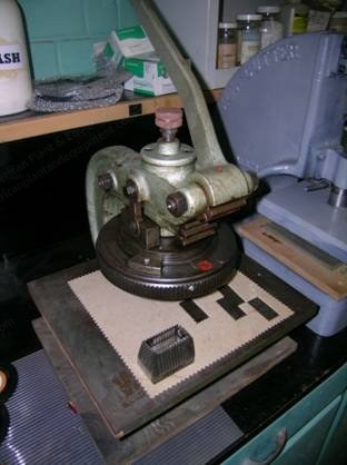 Naef, Model B 1446, Sample Cutting Punch Press, Manually Operated, 1x2 inch Serrated Die