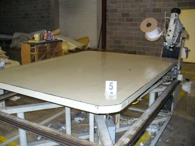 James Cash, 100 SNM, 2001, Tape Edge Machine, with Model 300U Sewing Head, 59x79 inch Table