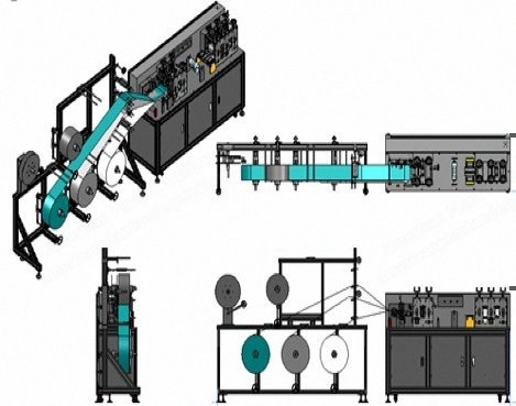 NovaStar, FM307, Semi-Automatic Mask Making Machine, with Two Outside Earloop Welding Machines, 1900kg