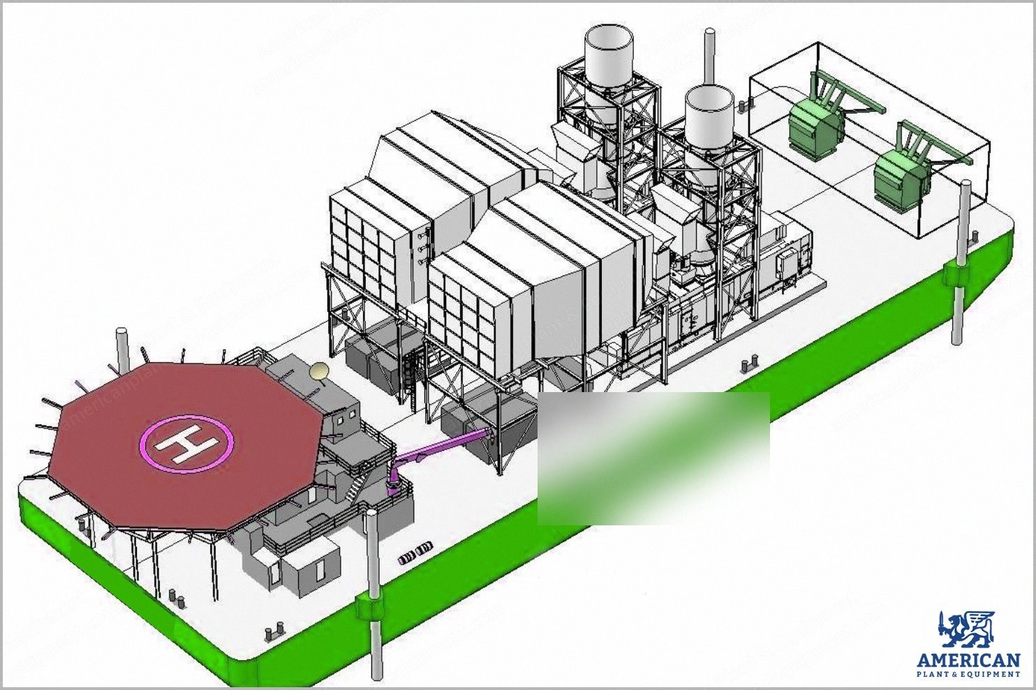 Siemens, SGT5-2000E, 173 MWe Power Barge, 20 Million Gallons Per Day Reverse Osmosis Plant, 60Hz