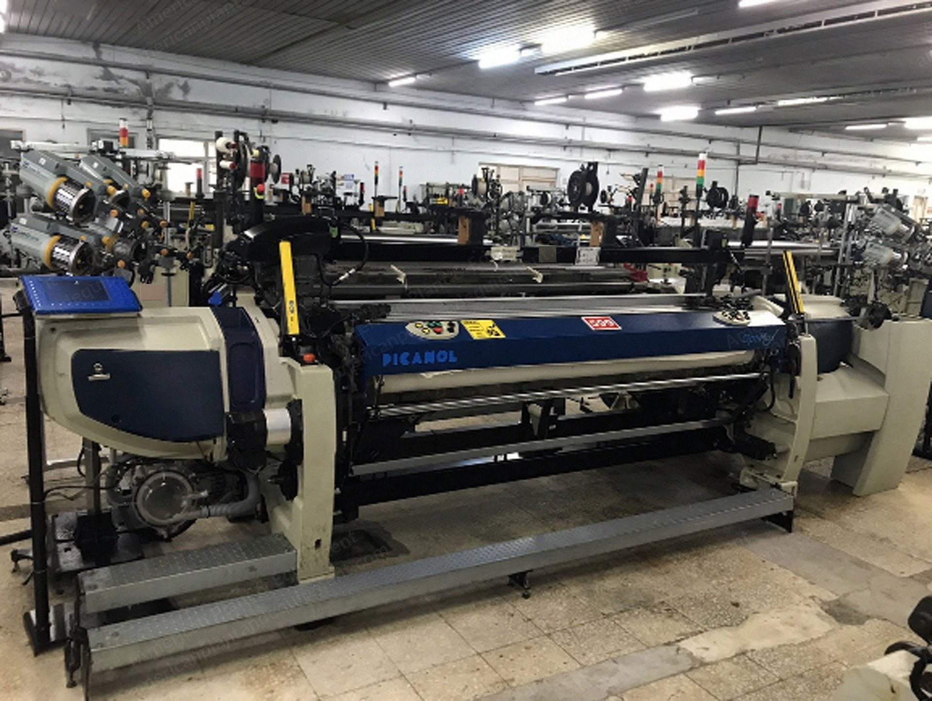 Picanol, Optimax, 2013 to 2015, Rapier Weaving Machines, Working Width 2200mm, Staubli Electronic Dobby, 4 Colors