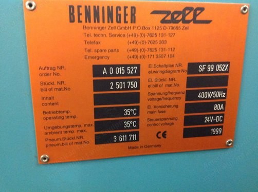 Benninger, Bentronic, 1999, 2200mm Working Width, 760 Positions, Beaming Head