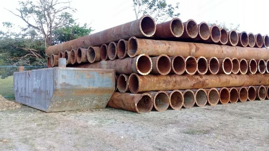 Steel Pipes, 12m Long x 1m Diameter x 1 Inch Thick, Qty 200, and 4 Barges