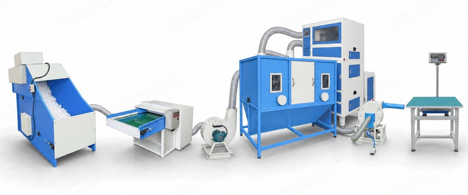 NovaStar, PC389, New, Combination Fiber Hopper Feed, Opening, Mixing and Pillow Filling Line, 80 to 120 kg/hour