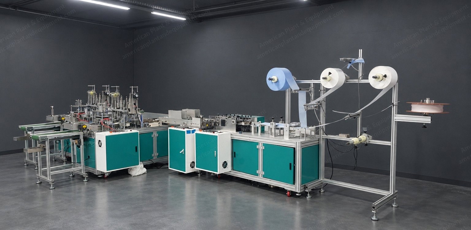 NovaStar, FM339, Automatic Flat Face Mask Production Line, 1+2, with Flow Pack Packaging Machine, 80-100 Masks per Minute