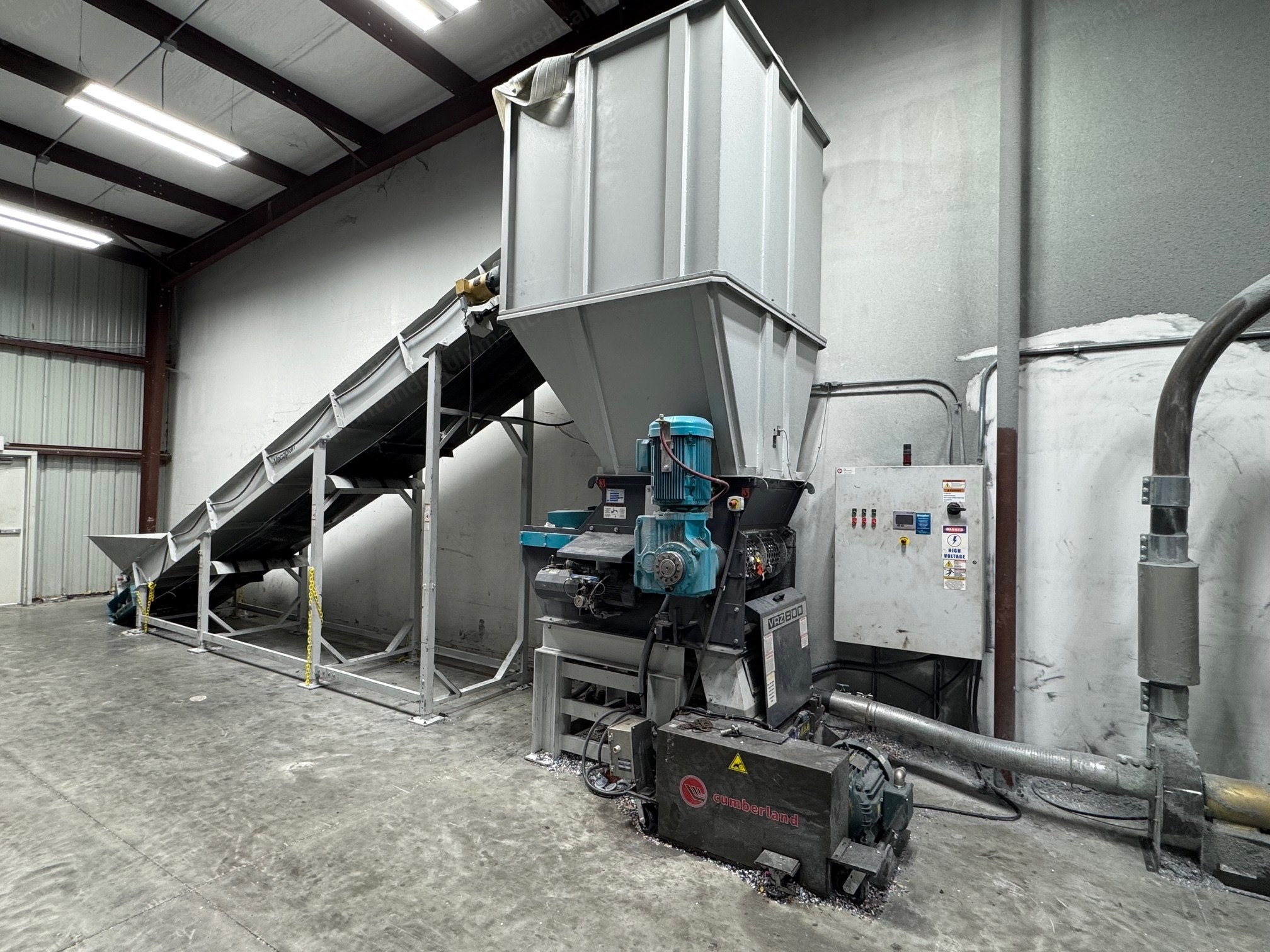Vecoplan, Cumberland, Shredding and Granulating Line, 20 HP, 36 inch Conveyor
