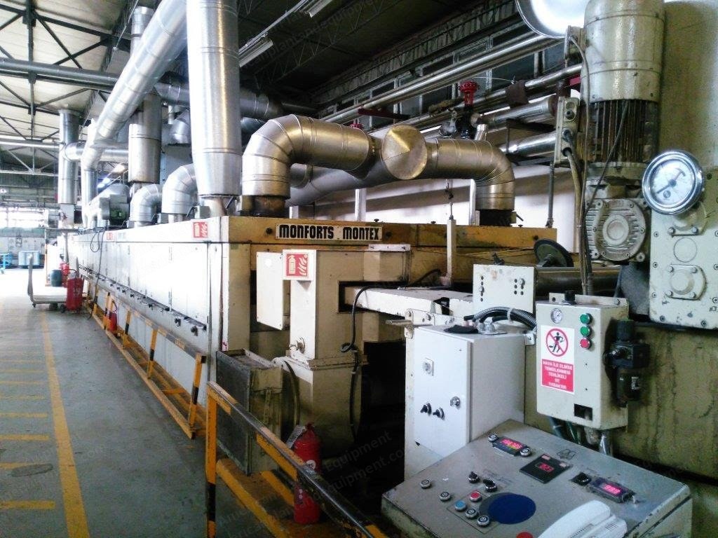 Monforts, Erensan, 1991 to 1997, Oil Heated Stenter with Erensan Oil Boiler, 1800mm Working Width, 6 Chambers, Pin Chain