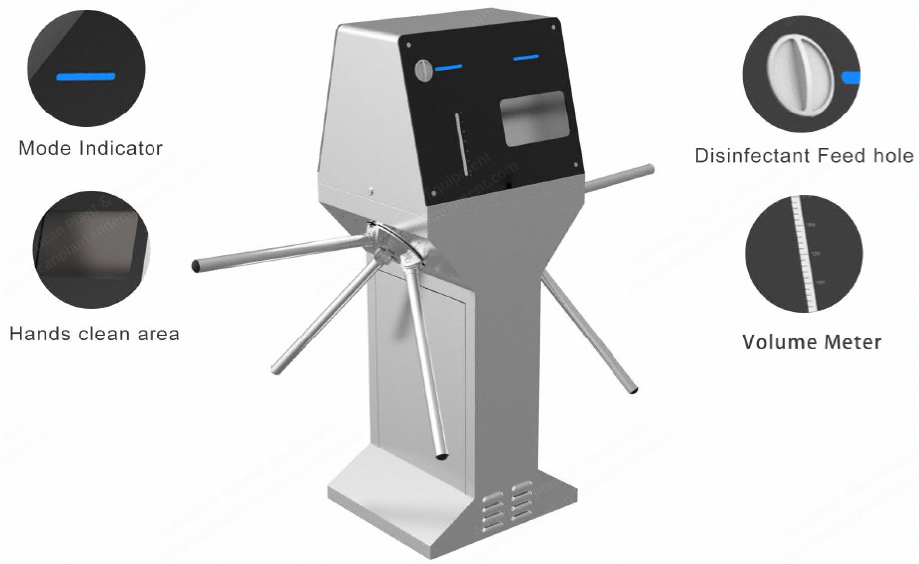 NovaStar, SZ106, Turnstile with Automatic Hand Sterilizer, Stainless Steel 304, 550mm Passage Width