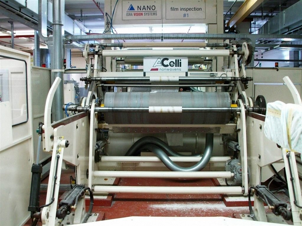 Nordson, Hotmelt Line, 2004, 1800mm Working Width, with A. Celli Slitter/Rewinder and Polycomm Roll Packaging Line
