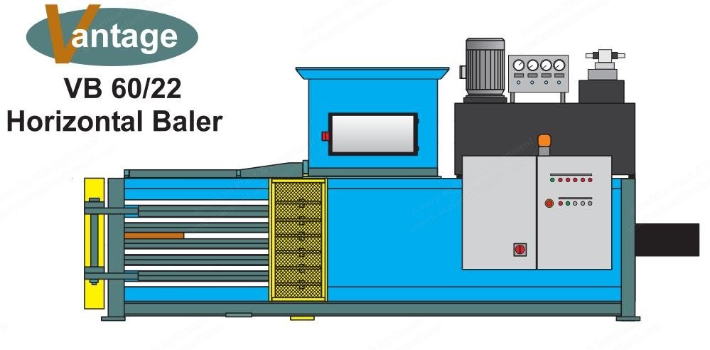 Vantage, VB 60/22, Horizontal Baler, 60 tons Ram Force, 1400mm Width, 22kW